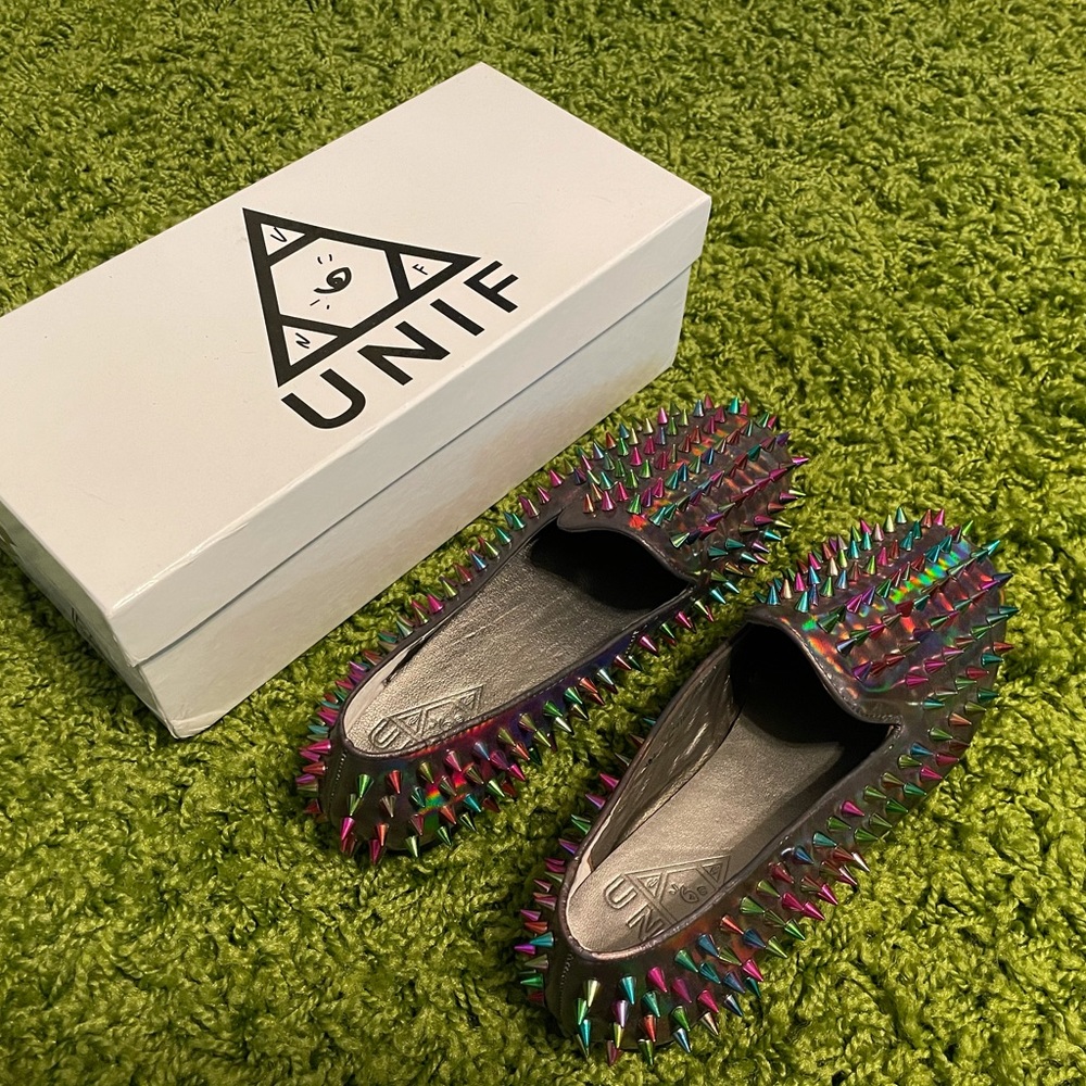 UNIF Hellraiser Rainbow Studded Spiked Shoes 7